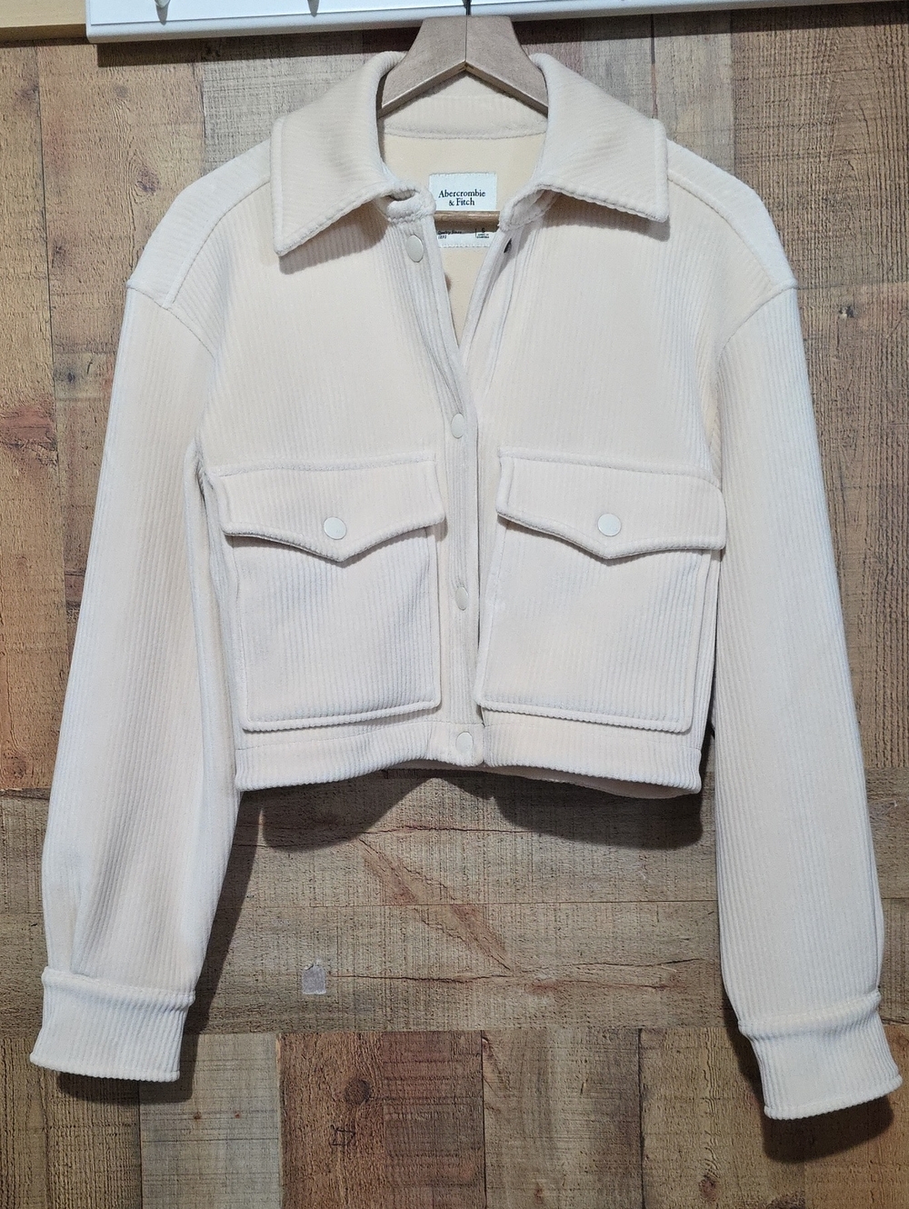 Abercrombie & Fitch Cream Corduroy Cropped Jacket